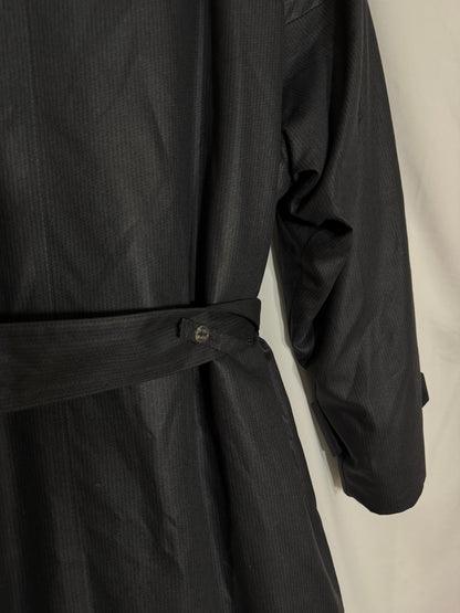 Vintage 1980's Gray Textural Stripe Lined Trench Coat - Size 12