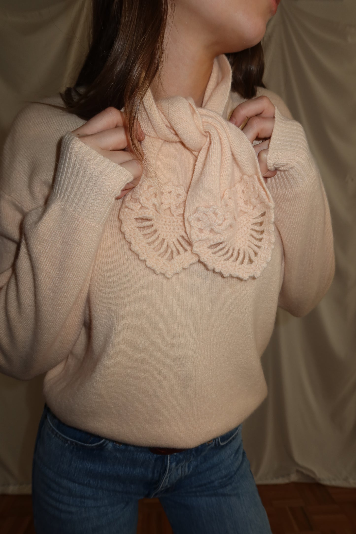 1980's Wool Blend Scarf Tie Sweater- Size M/L