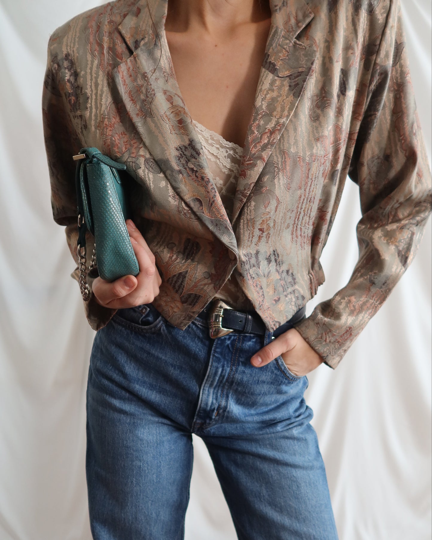 1990's Brocade Cropped Jacket- Size S