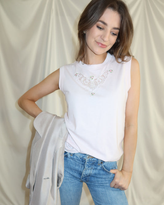 1980's Embellished Muscle Tank- Size S/M