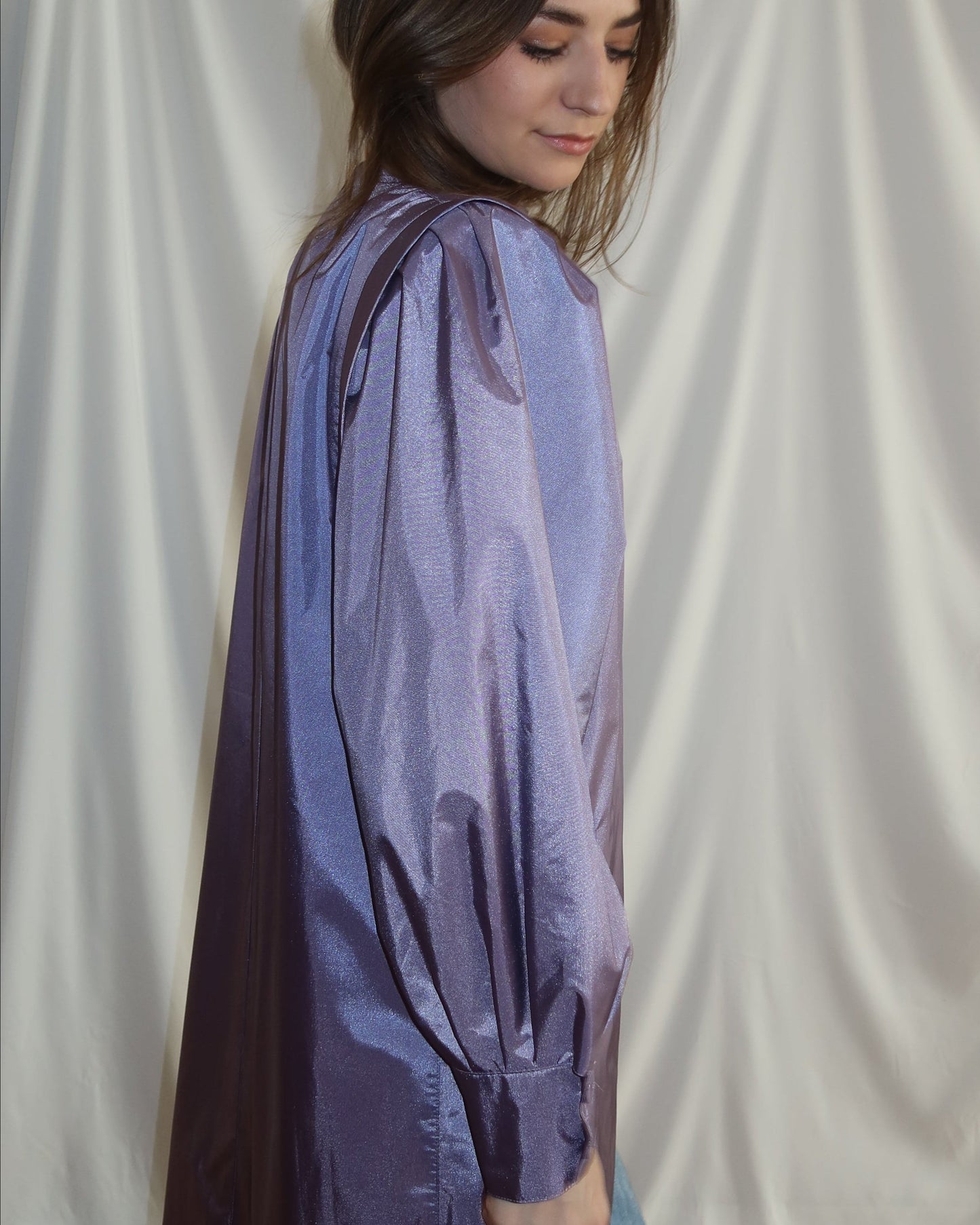 1980's Shimmery Femme Raincoat- Size L/XL