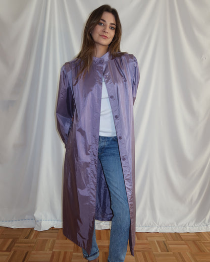 1980's Shimmery Femme Raincoat- Size L/XL