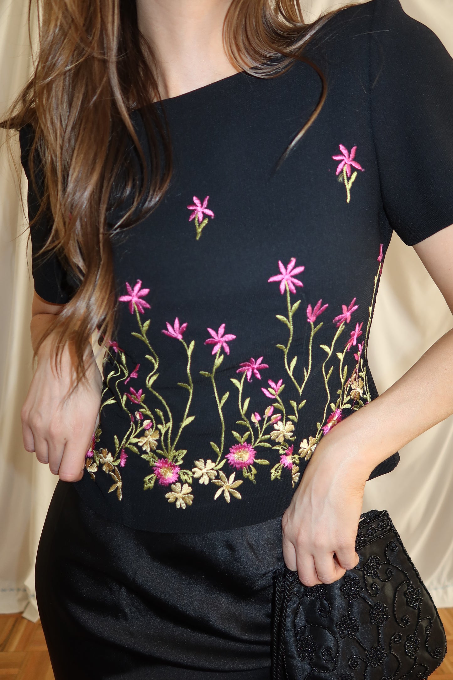 2000's Floral Shell Button Back Top- size S