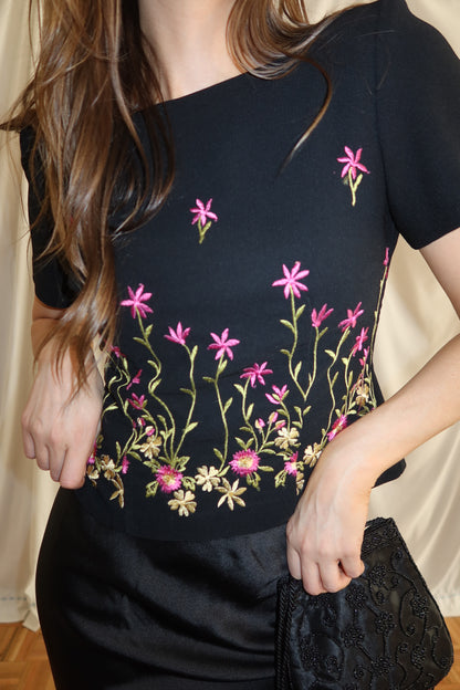 2000's Floral Shell Button Back Top- size S