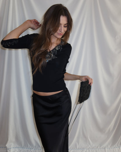 2000's Embellished Elbow Slv Sweater- XS/S