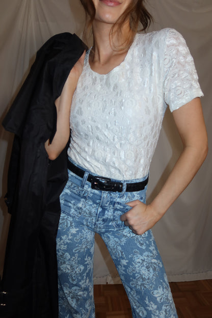 1990's Nylon Lace Layering Tee- Size M