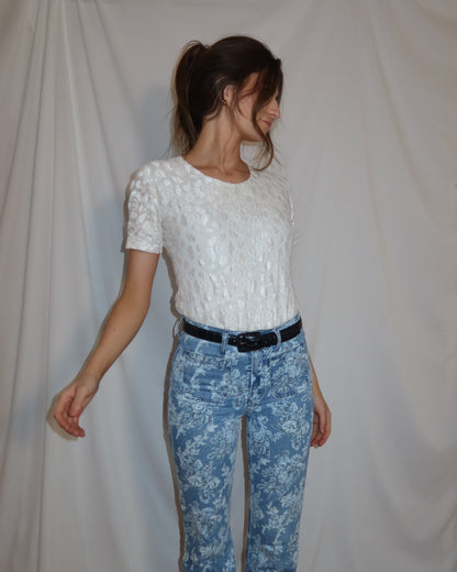 1990's Nylon Lace Layering Tee- Size M