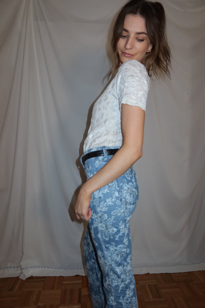 1990's Nylon Lace Layering Tee- Size M