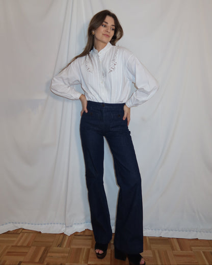 2,000's 100% Cotton Pintuck Button down Shirt- Size S