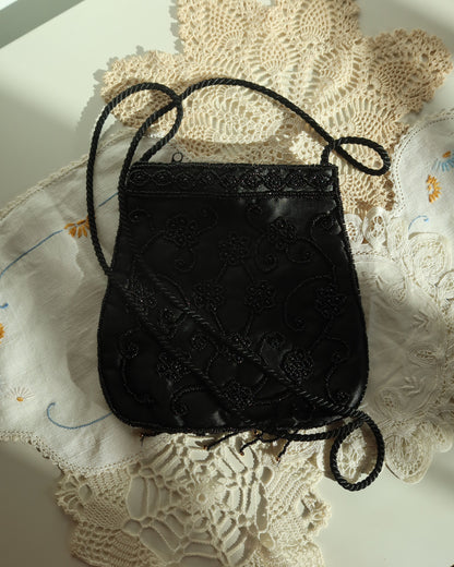 Vintage Black Beaded Evening Bag