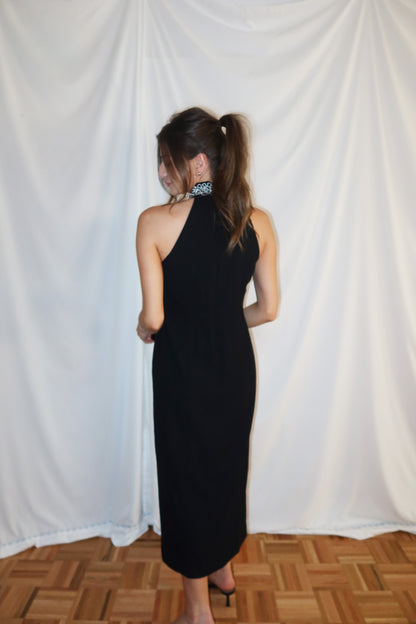 1990'S Button Front Mandarin Collar Midi Dress- Size 6 Petite