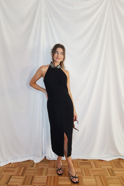 1990'S Button Front Mandarin Collar Midi Dress- Size 6 Petite
