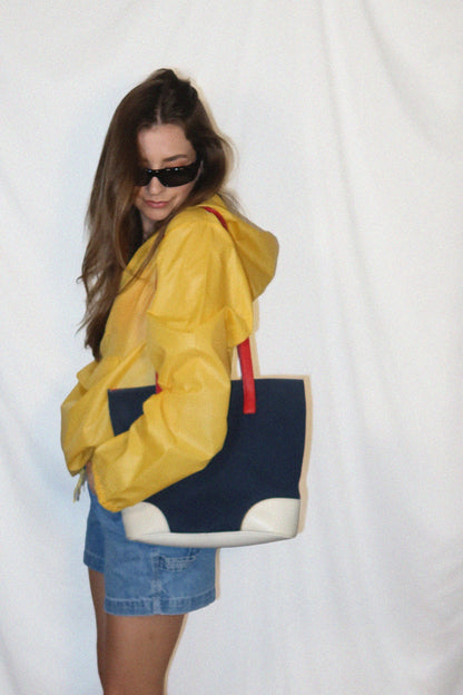 TOMMY HILFIGER VINTAGE NAUTICAL CANVAS TOTE BAG