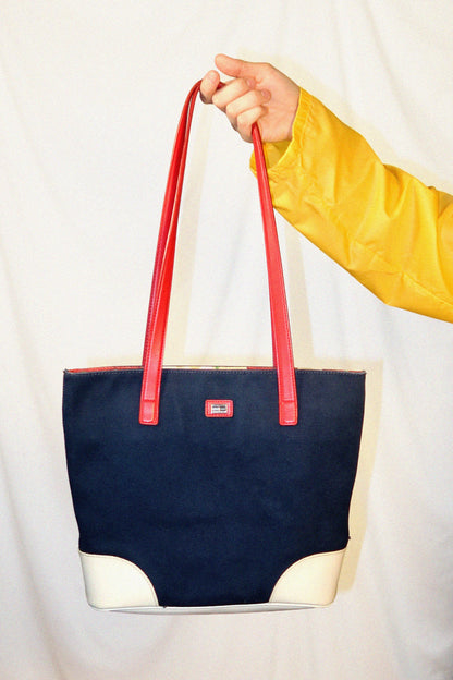 TOMMY HILFIGER VINTAGE NAUTICAL CANVAS TOTE BAG