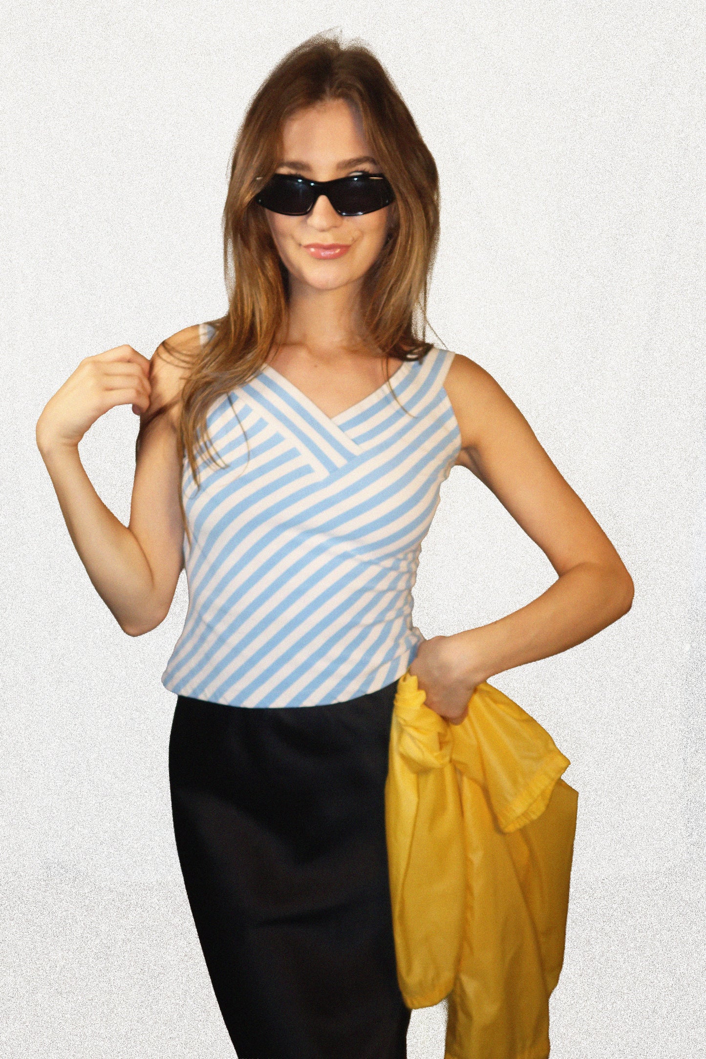 90's Classic Stripe V-neck Tank Top- Size S petite