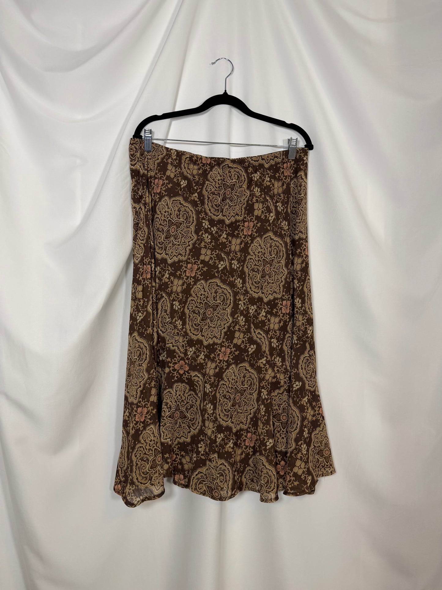1990's Floral Paisley Midi Skirt- Size L