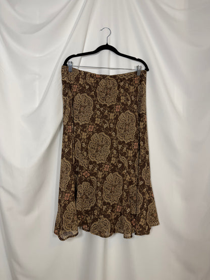1990's Floral Paisley Midi Skirt- Size L