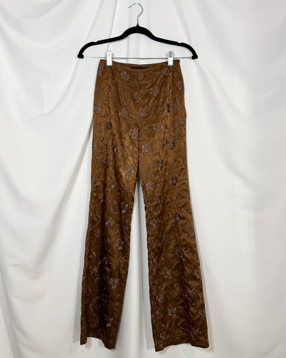 1990's Embroidered High-Waist Jacquard Pants- Size XXS/XS