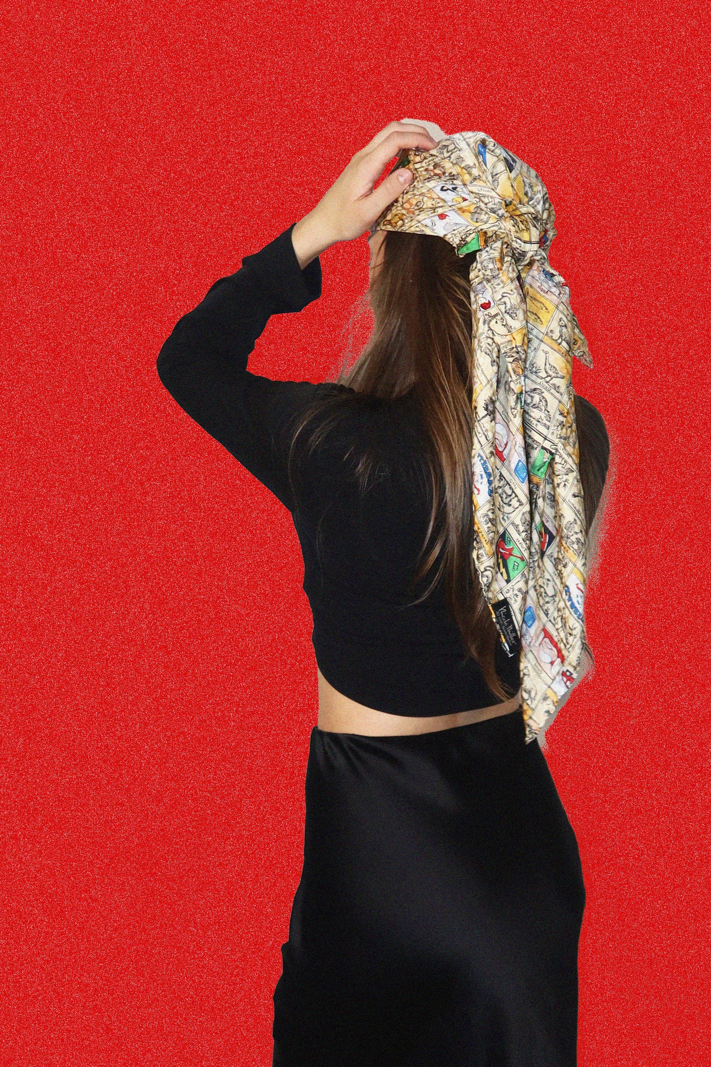 1990's 100% Silk Novelty Objects Graphic Scarf Nicole Miller