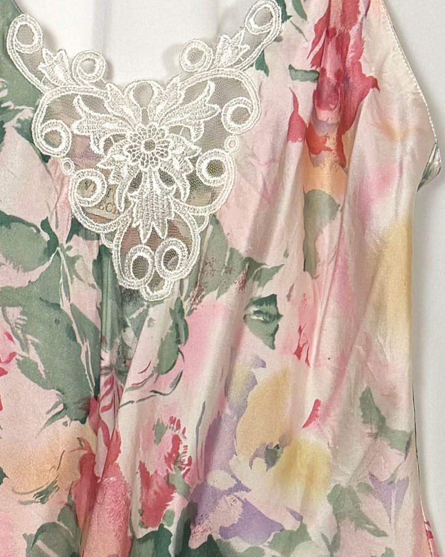 1980's Silk Floral Lace Cami- Size XS/S