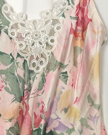 1980's Silk Floral Lace Cami- Size XS/S