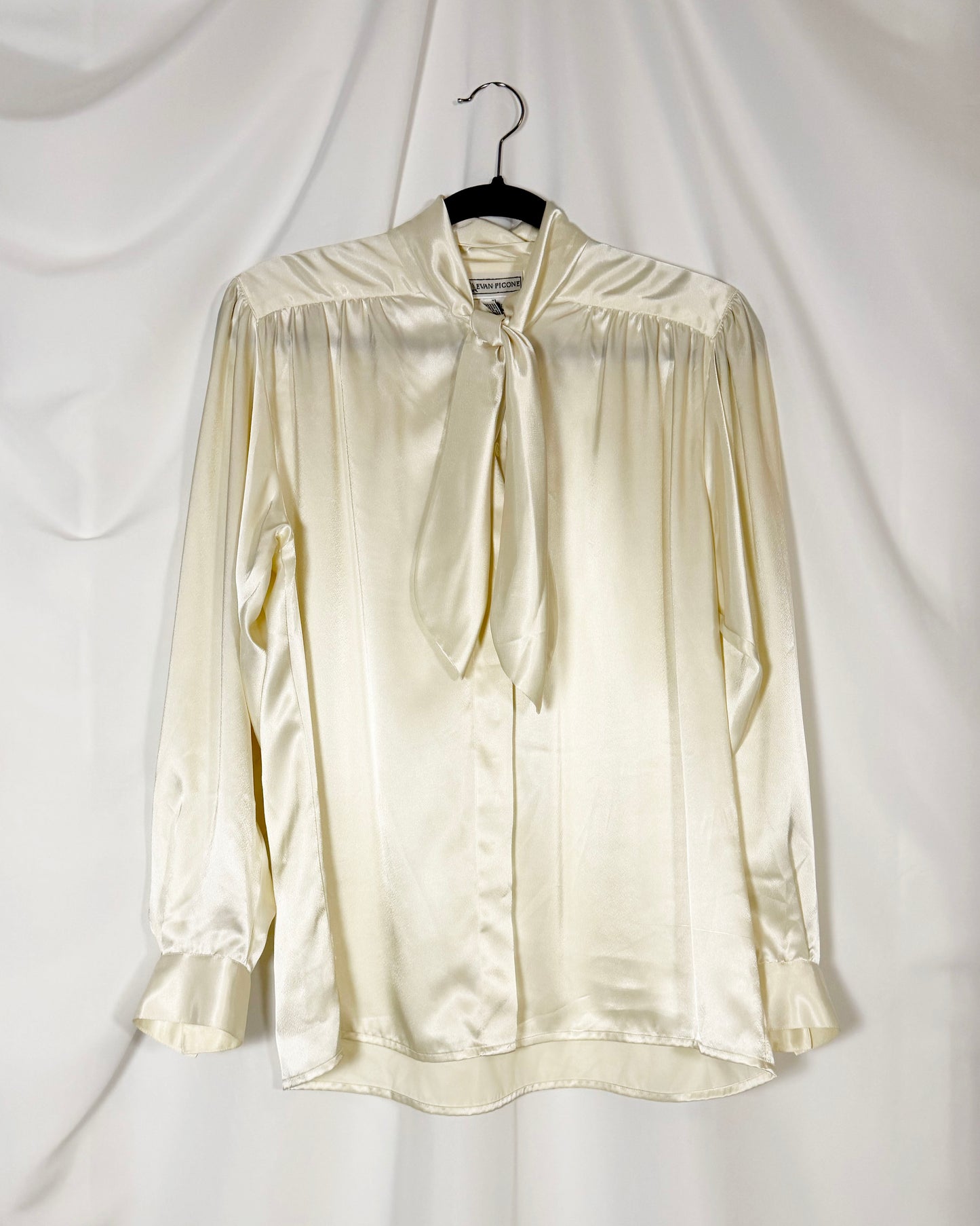 1980's Satin Tie Neck Blouse- Size S/M (vintage 10)