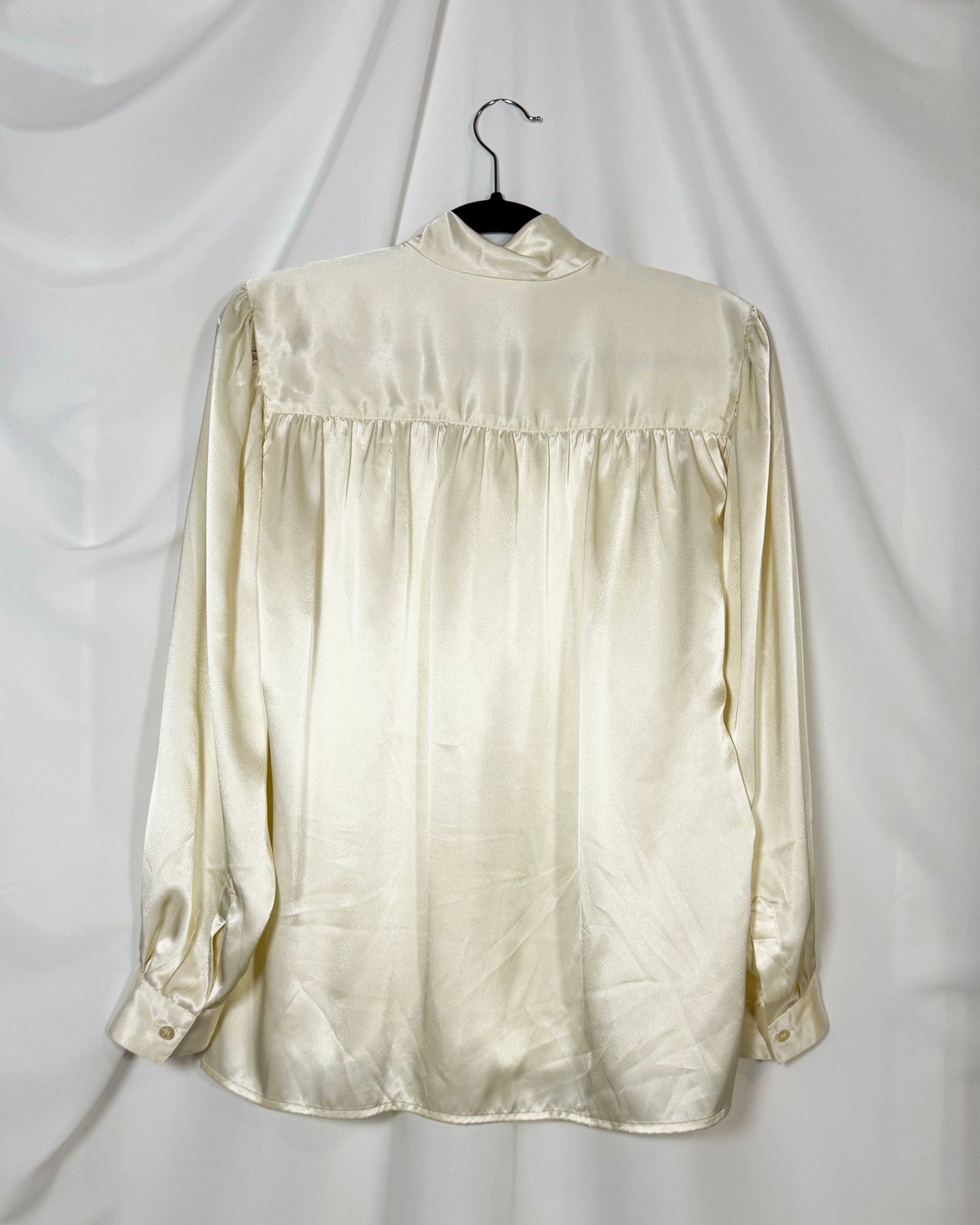 1980's Satin Tie Neck Blouse- Size S/M (vintage 10)