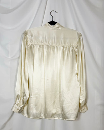 1980's Satin Tie Neck Blouse- Size S/M (vintage 10)