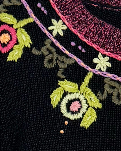 2000's Cotton Blend Embroidered Sweater- Size S/M