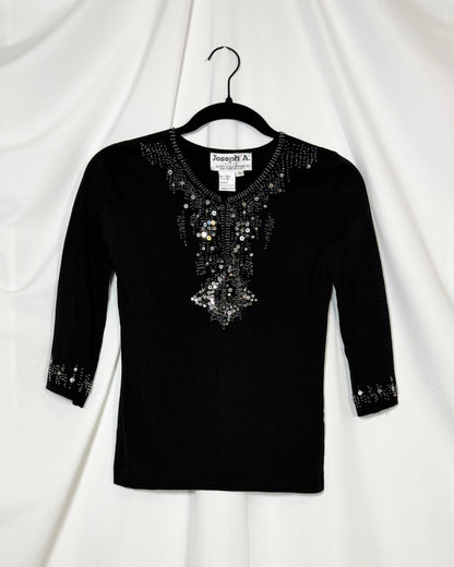 2000's Embellished Elbow Slv Sweater- XS/S