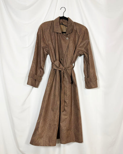 1980's Damask Trench Coat- Size S/M