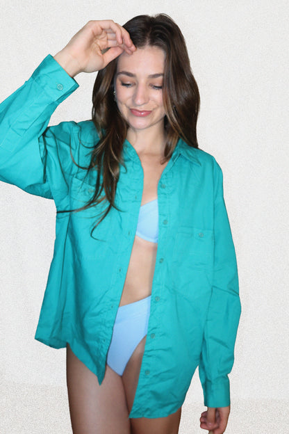 1980's Teal Utility Pocket Shirt- Size XL/14