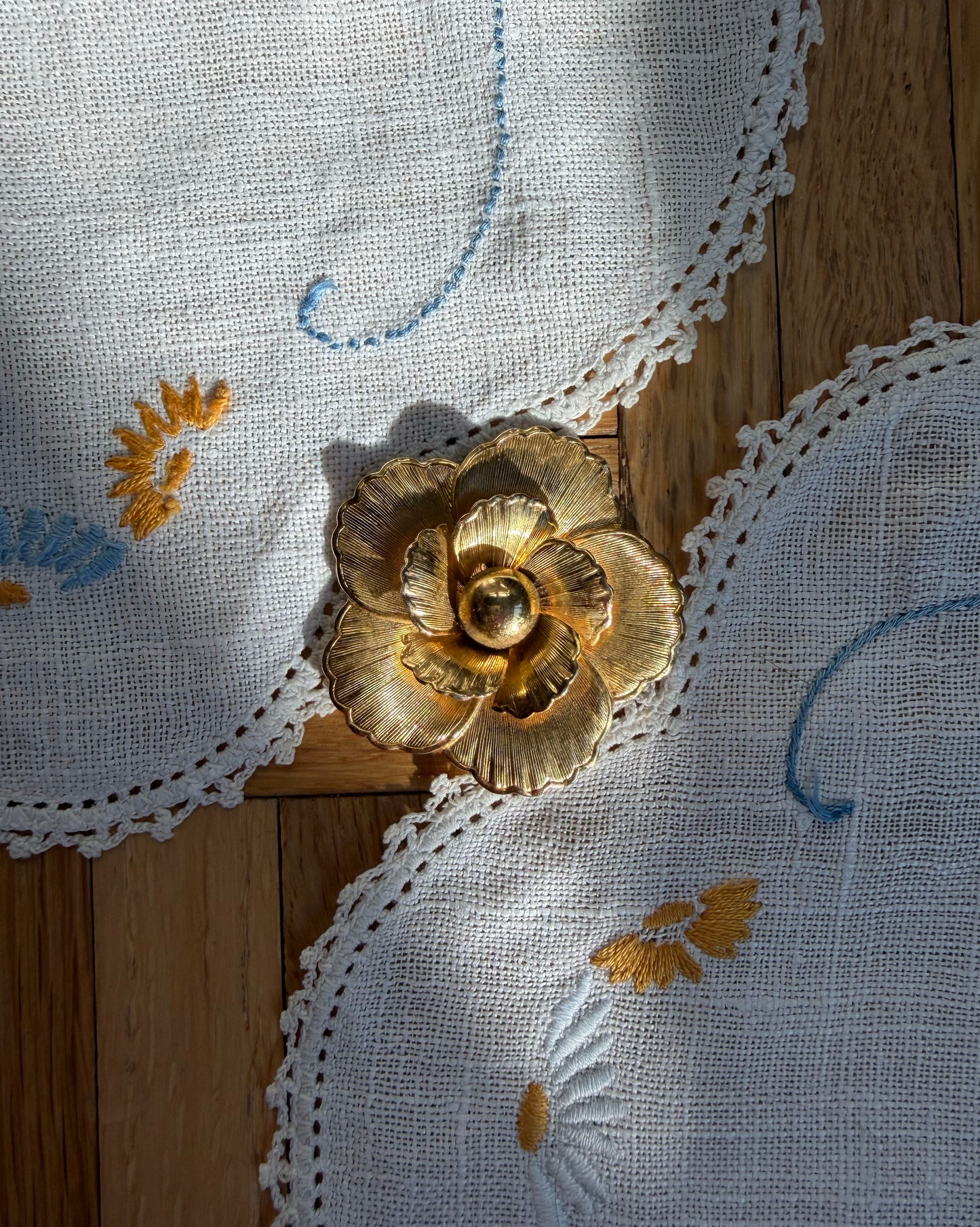 Gold Flower Scarf Clip