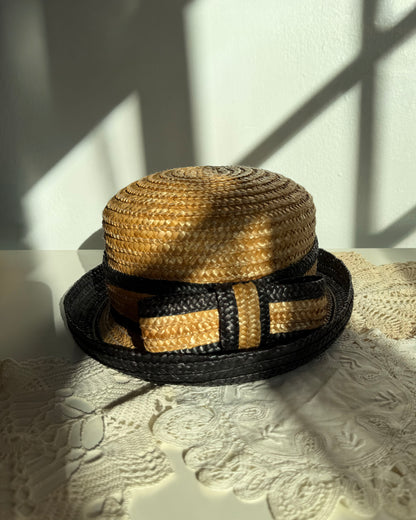 Black/Straw Bow Novelty Hat