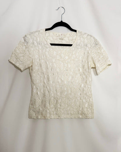 1990's Nylon Lace Layering Tee- Size M