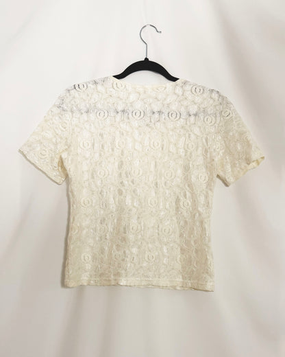 1990's Nylon Lace Layering Tee- Size M