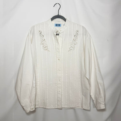 2,000's 100% Cotton Pintuck Button down Shirt- Size S
