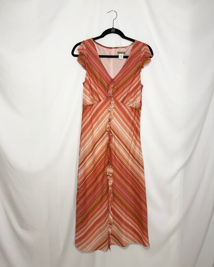 2000's Cotton Chevron Midi Dress- Size 8