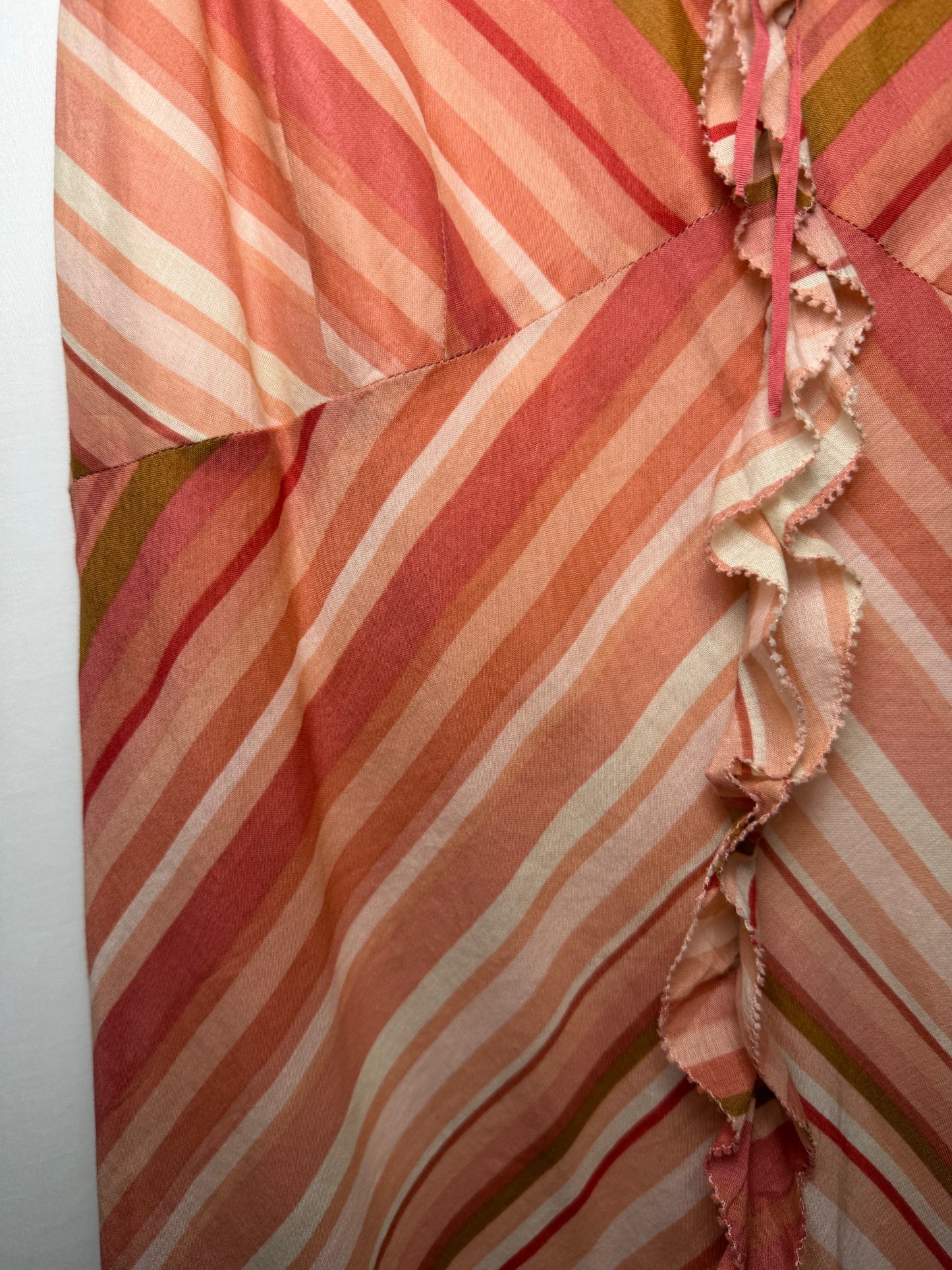 2000's Cotton Chevron Midi Dress- Size 8