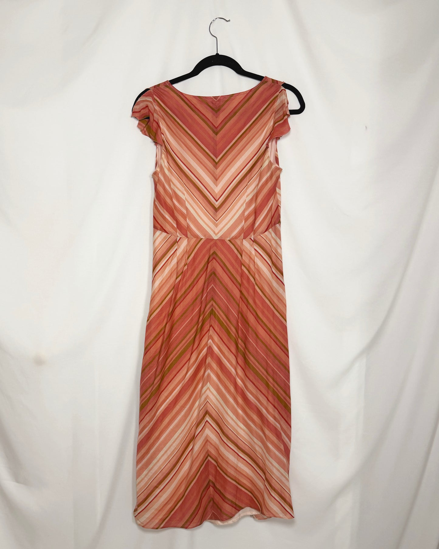 2000's Cotton Chevron Midi Dress- Size 8