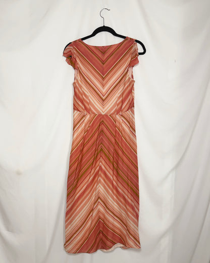 2000's Cotton Chevron Midi Dress- Size 8