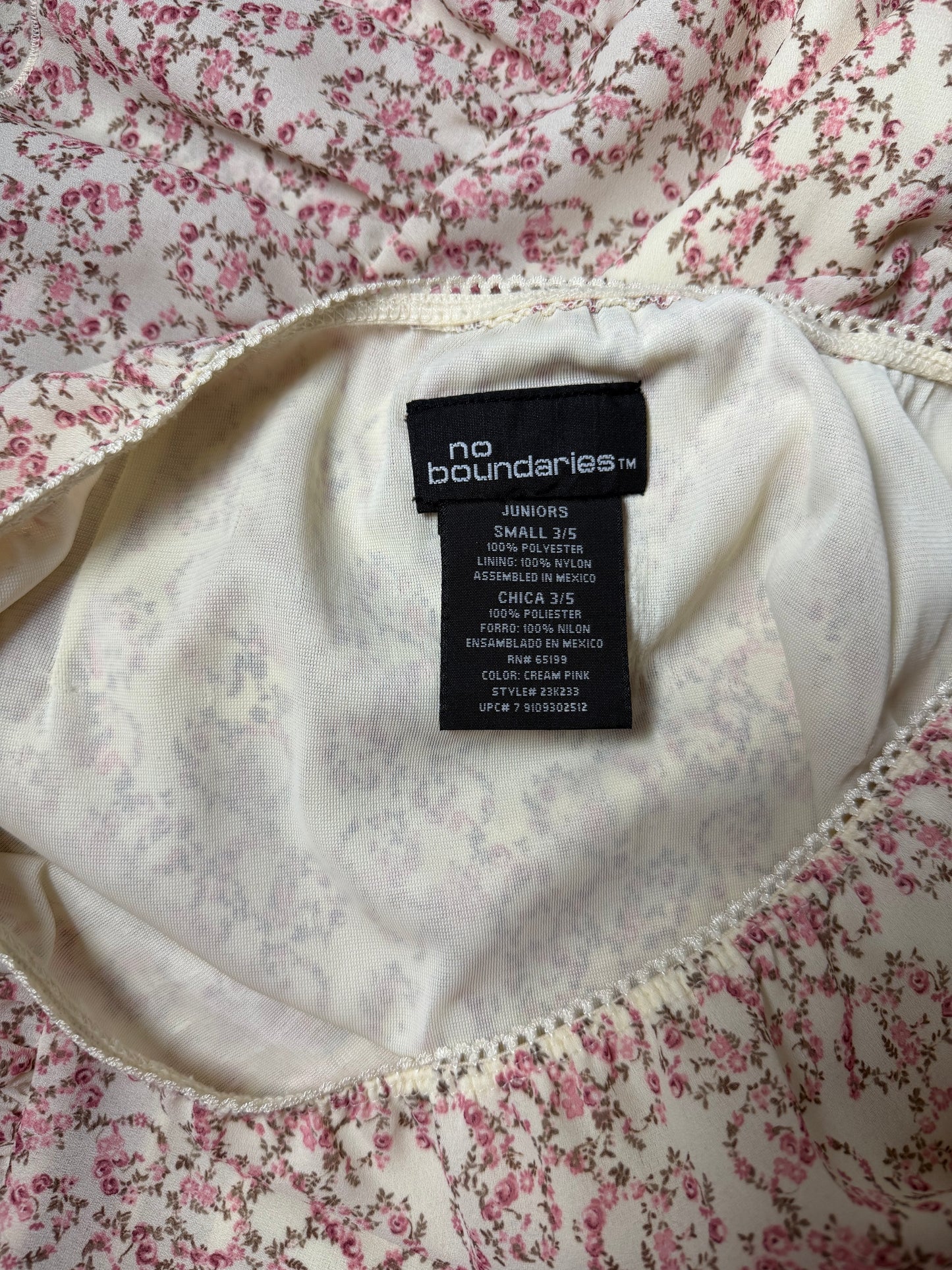 1990's Ditsy Ruffle Knee Length Skirt- Size S