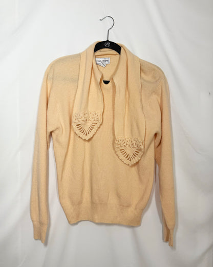 1980's Wool Blend Scarf Tie Sweater- Size M/L