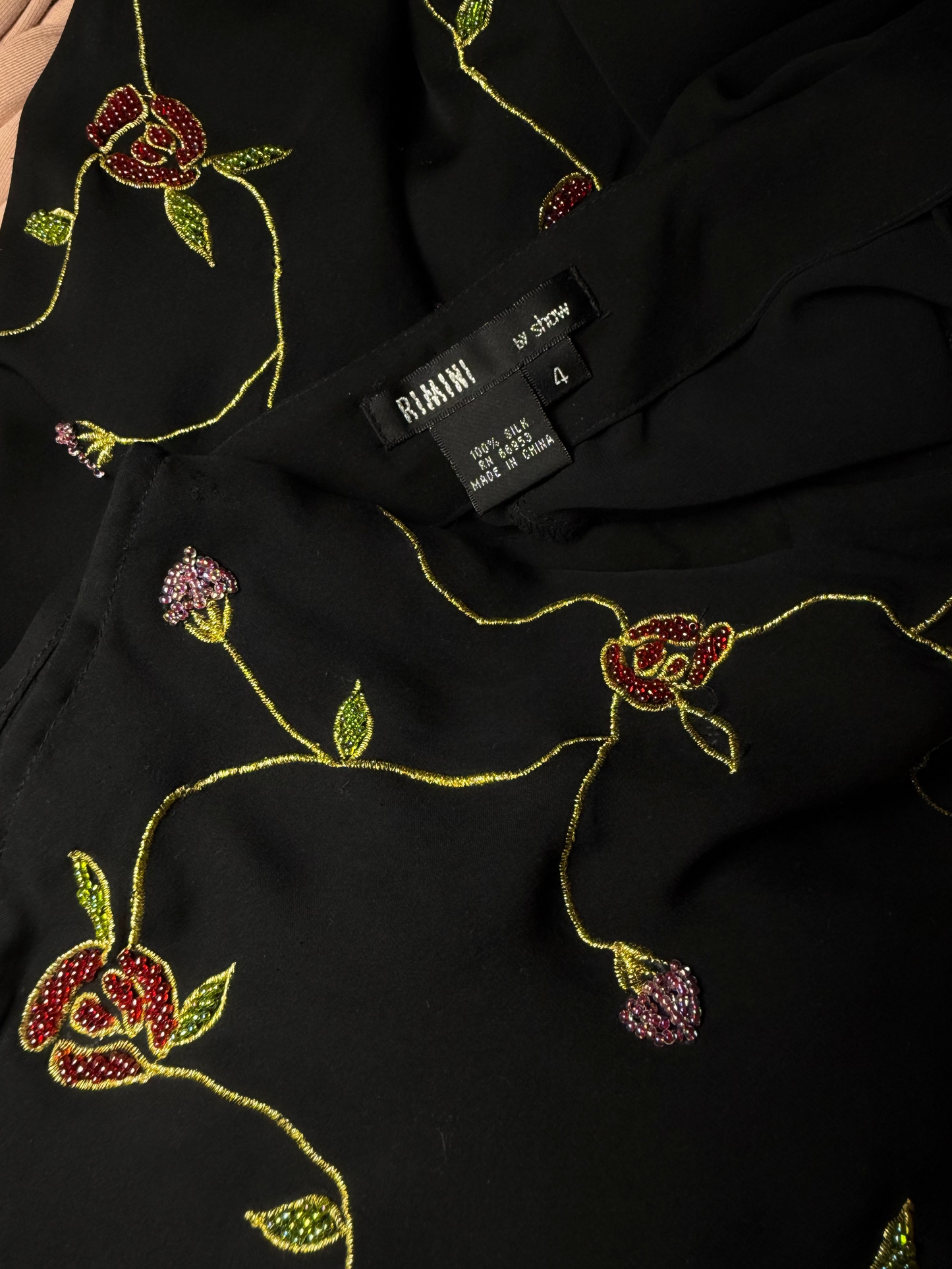 1990's 100% Silk High-Waist Beaded Pants- Size 4