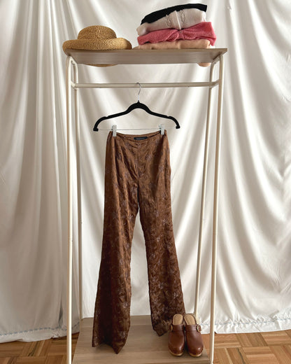 1990's Embroidered High-Waist Jacquard Pants- Size XXS/XS