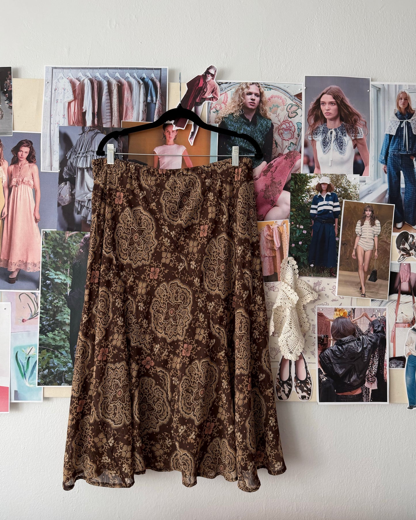1990's Floral Paisley Midi Skirt- Size L
