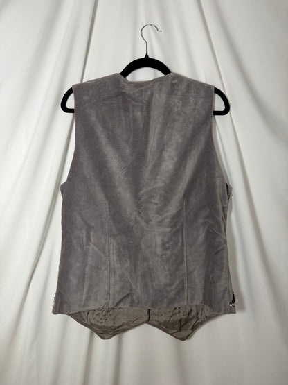 Y2K Embellished 100% Cotton Velvet Gray Vest- Size Large
