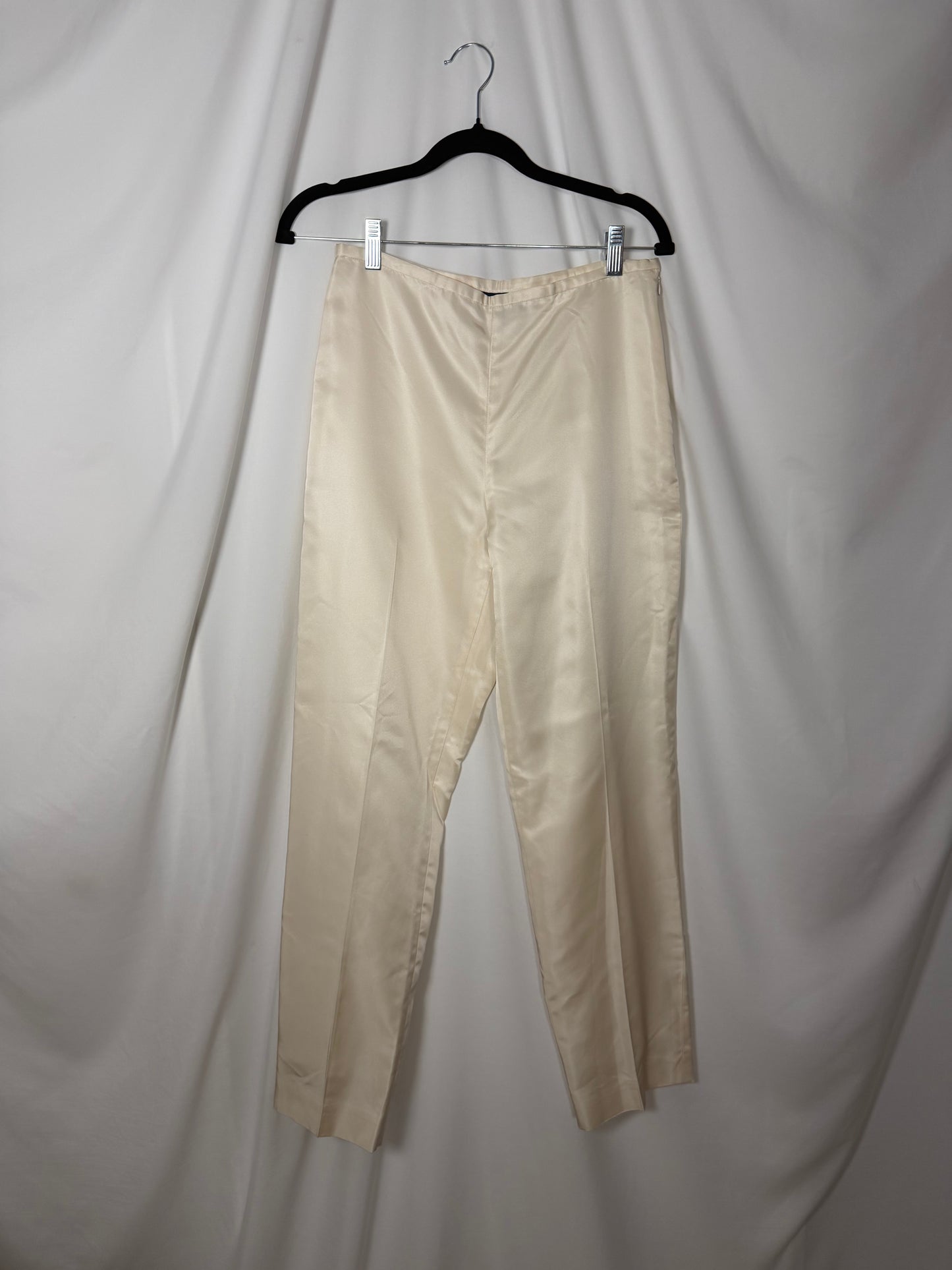 1990's Ann Taylor 100% Silk Ivory Cigarette Pants- Size 4
