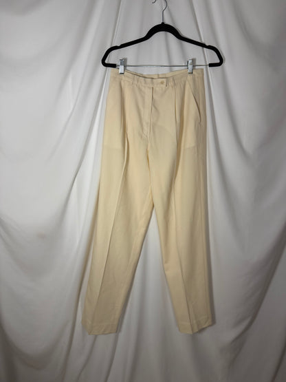 1990's Saks Fifth Avenue Ivory Wool Trousers-Size Small