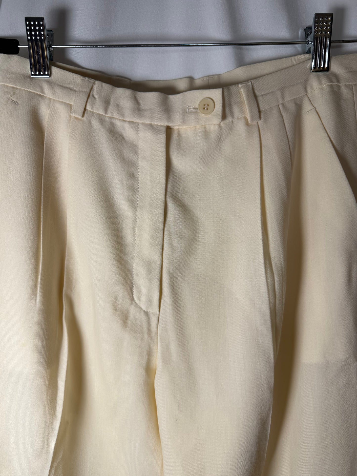 1990's Saks Fifth Avenue Ivory Wool Trousers-Size Small